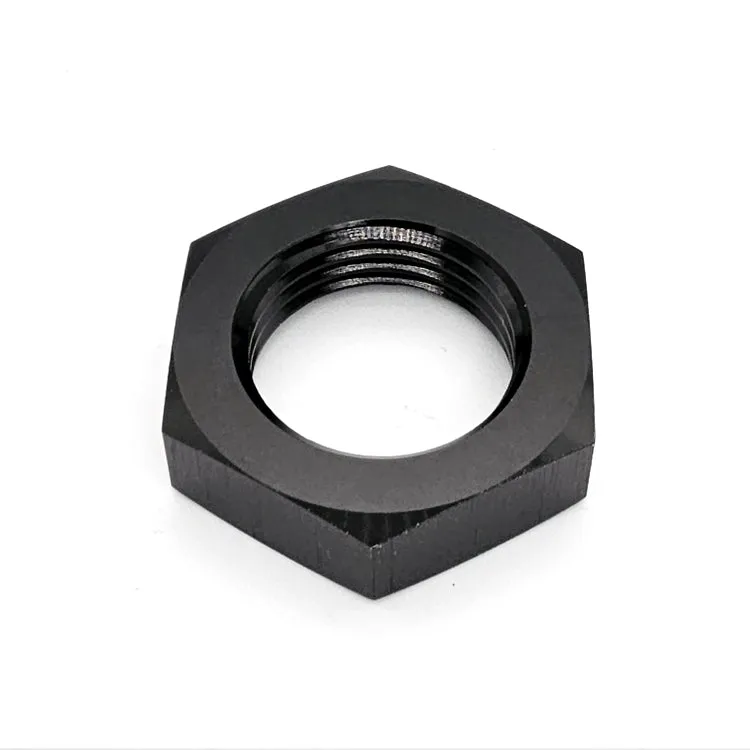 -16AN Male AN Flare Bulkhead Adapter Nut, Black Hard Anodized Aluminum