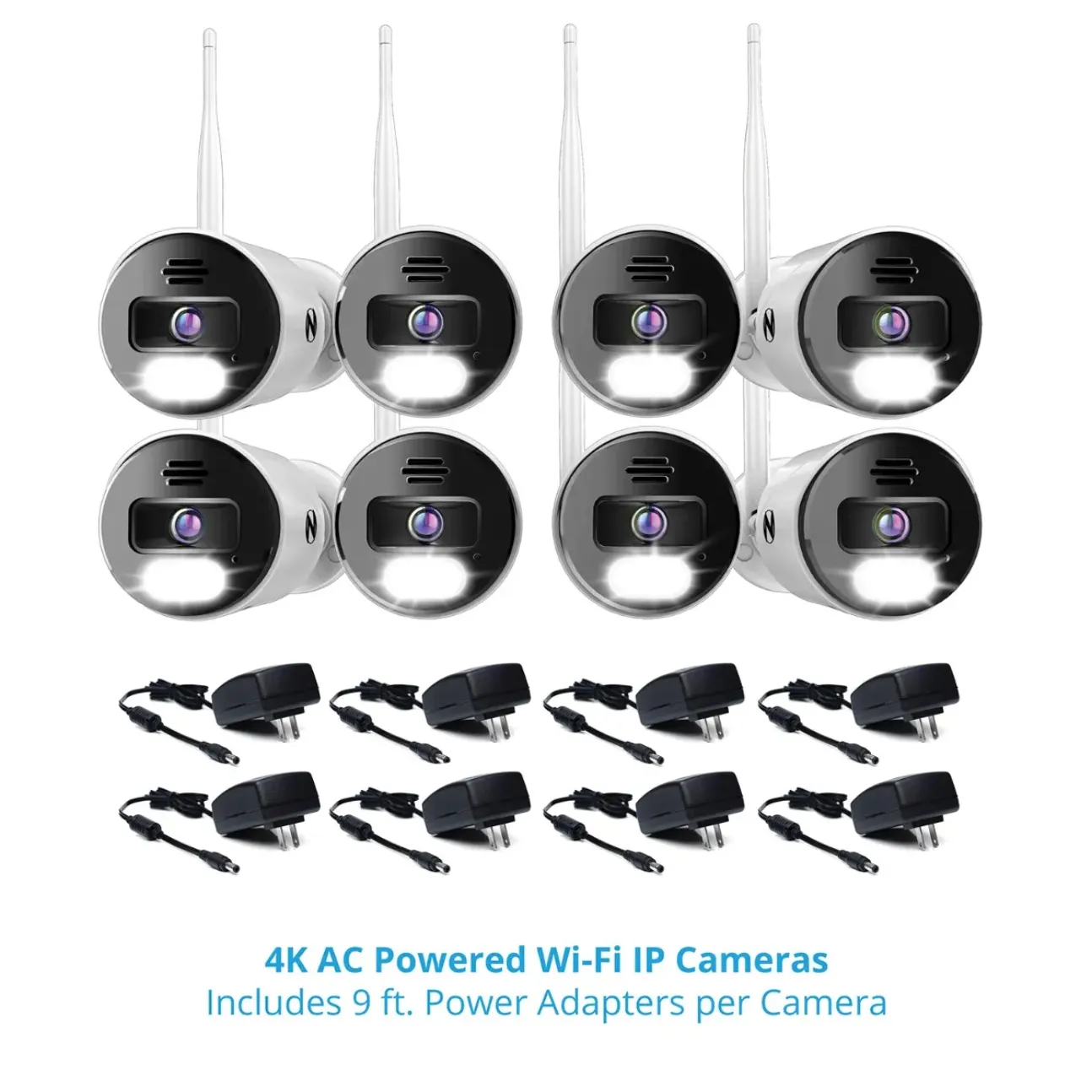 10 Channel 4K Bluetooth Wi-Fi NVR with 1TB Hard Drive and 8 Wi-Fi IP 4K Spotlight Cameras with 2-Way Audio and Audio Alerts and Sirens