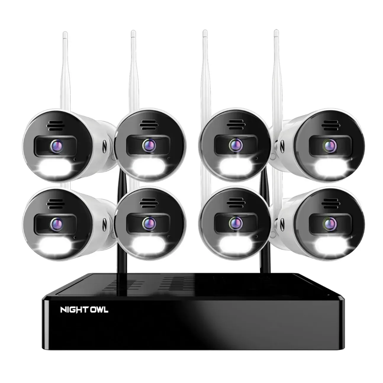 10 Channel 4K Bluetooth Wi-Fi NVR with 1TB Hard Drive and 8 Wi-Fi IP 4K Spotlight Cameras with 2-Way Audio and Audio Alerts and Sirens