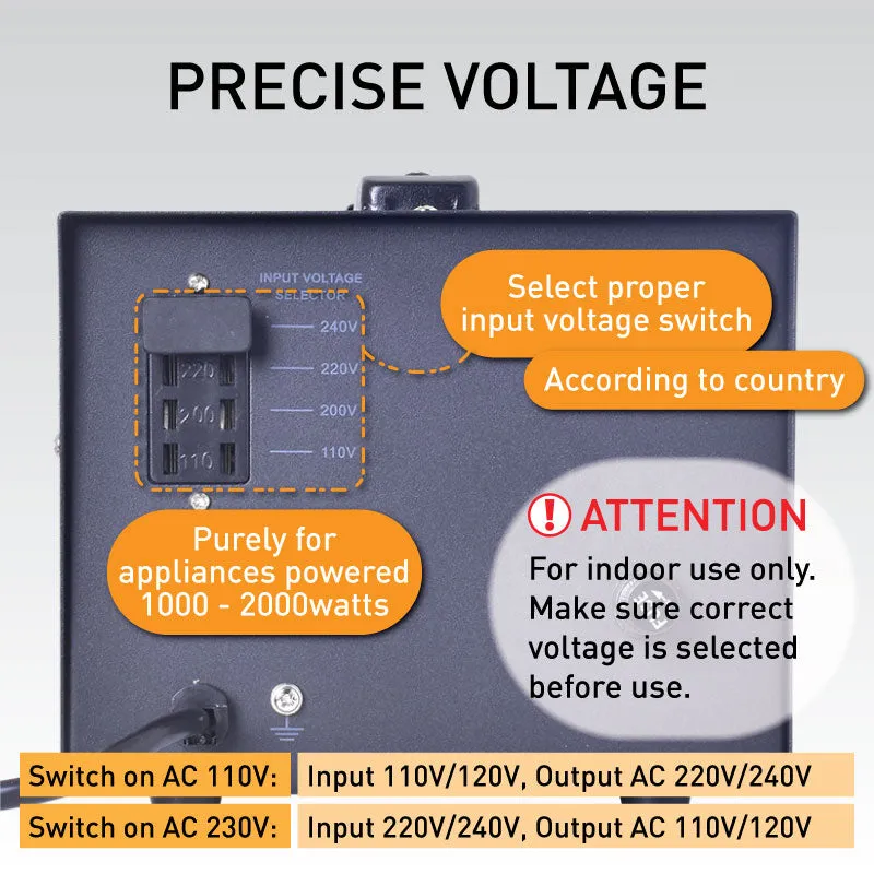 1000W Heavy Duty Step Up & Down Voltage Converter Transformer 110V / 220V Voltage Regulator (ST1000)