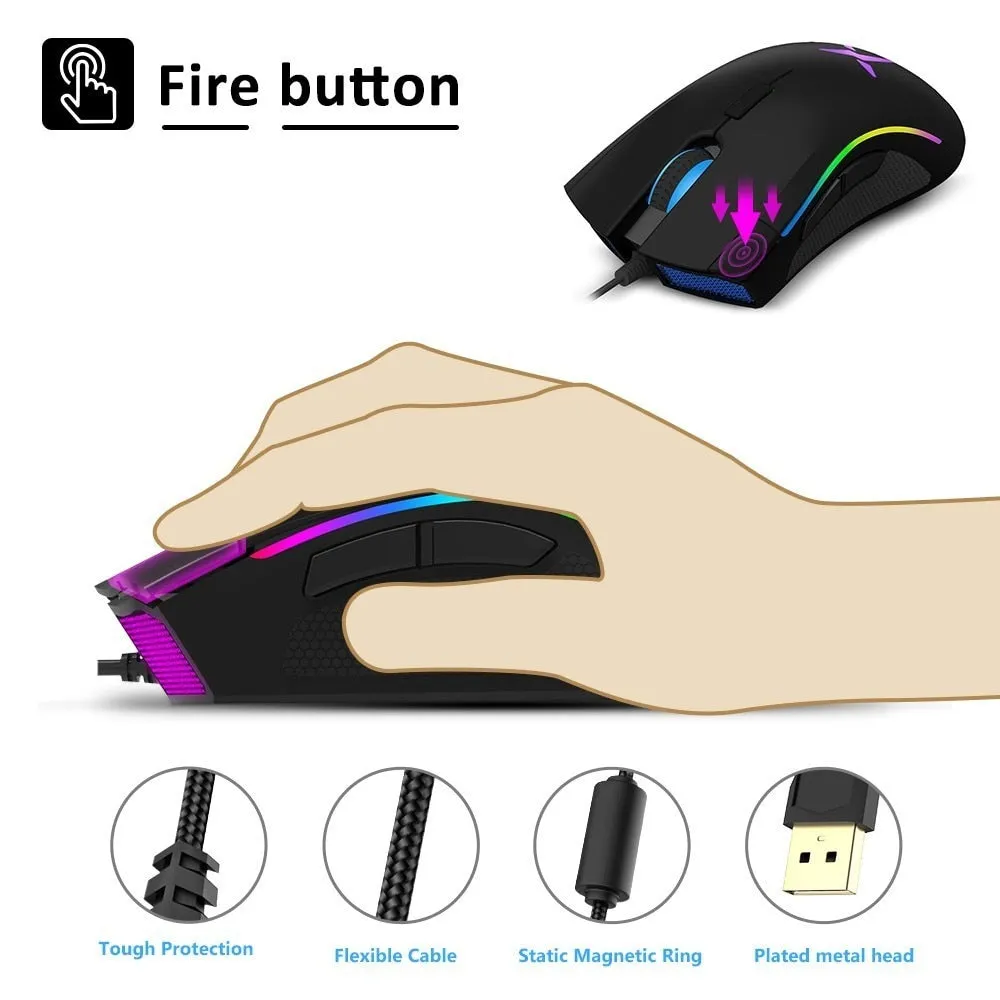 12000 DPI 7 Programmable Buttons RGB Gaming Mouse