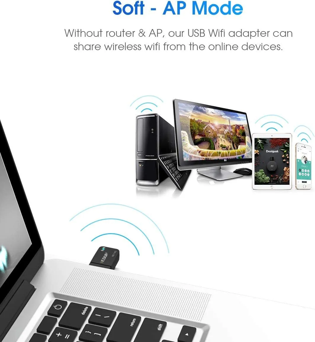 1300Mbps USB 3.0 Wireless Wifi Adapter for PC, USB Wi-Fi Dongle AC Mini Network Adapters 802.11Ac 2.4Ghz/5Ghz Built-In Antenna for Windows 11/10/7/8/8.1/XP Mac OS 10.6-10.15