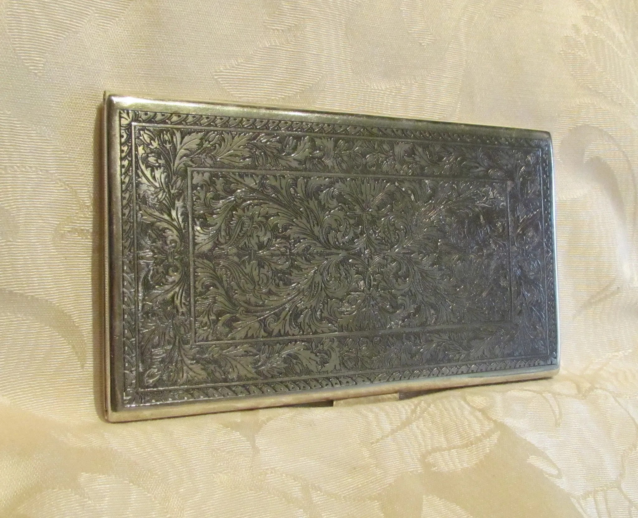 1930s Sterling Silver Cigarette Case Italy Business Card Credit Card Holder Italian Scene