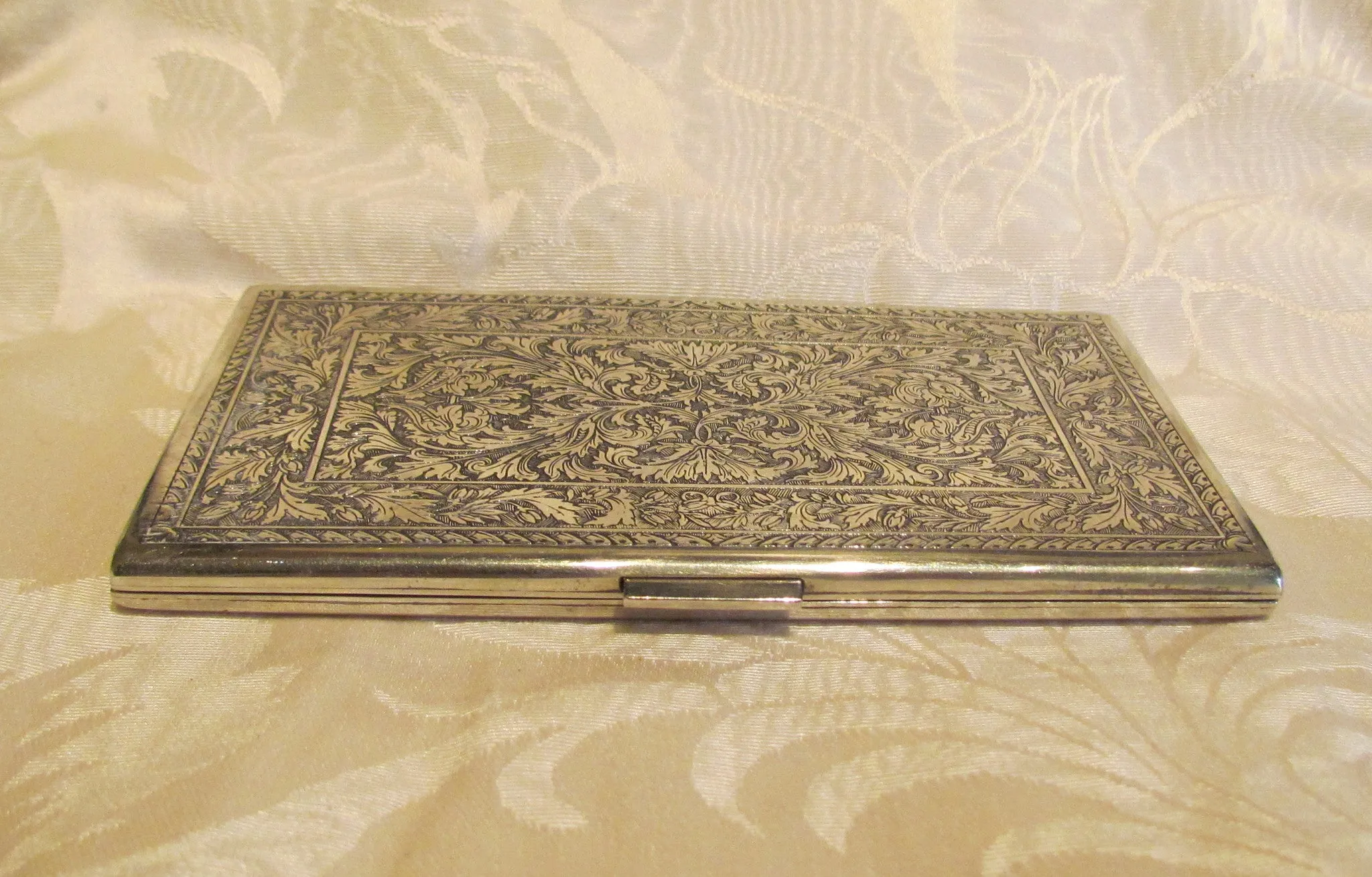 1930s Sterling Silver Cigarette Case Italy Business Card Credit Card Holder Italian Scene