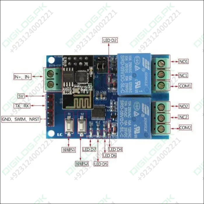 5v Esp8266 Dual-channel Wifi Relay Smart Home Mobile App Remote Control Switch In Pakistan