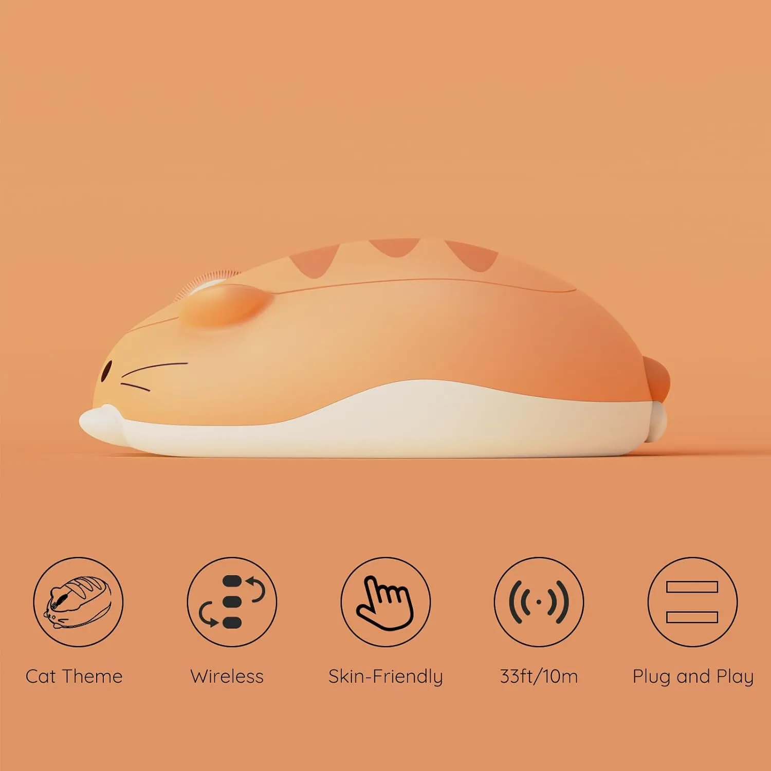 Akko Cat Theme Mouse with Wireless 2.4G, Plug and Play, Skin-Friendly, Anti-Slip Bottom, ABS Material