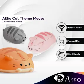 Akko Cat Theme Mouse with Wireless 2.4G, Plug and Play, Skin-Friendly, Anti-Slip Bottom, ABS Material