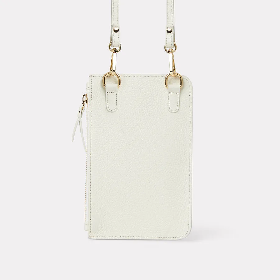 Amira Cream Leather Crossbody Phone Case