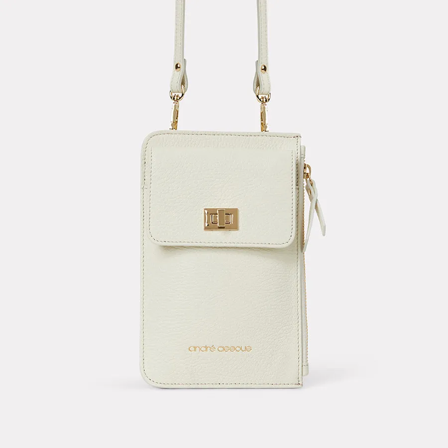 Amira Cream Leather Crossbody Phone Case