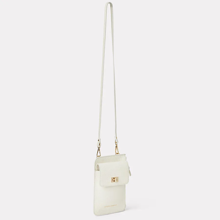 Amira Cream Leather Crossbody Phone Case