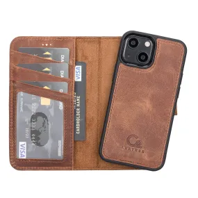 Antic Brown Leather iPhone 13 Mini Wallet Case