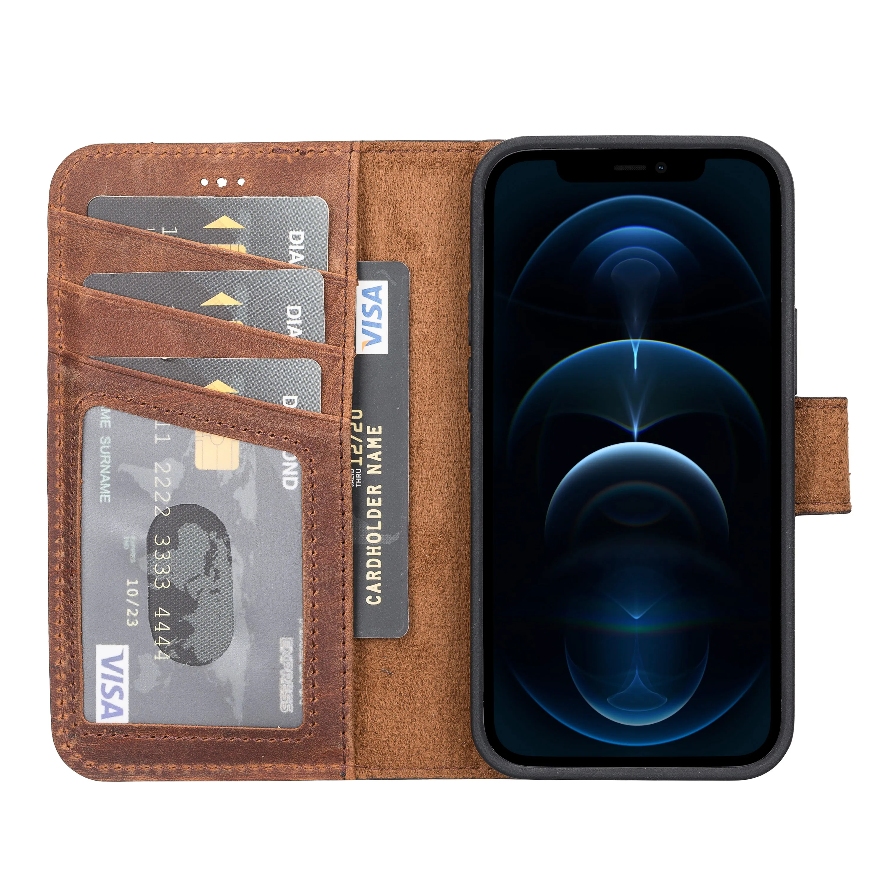 Antic Brown Leather iPhone 13 Mini Wallet Case