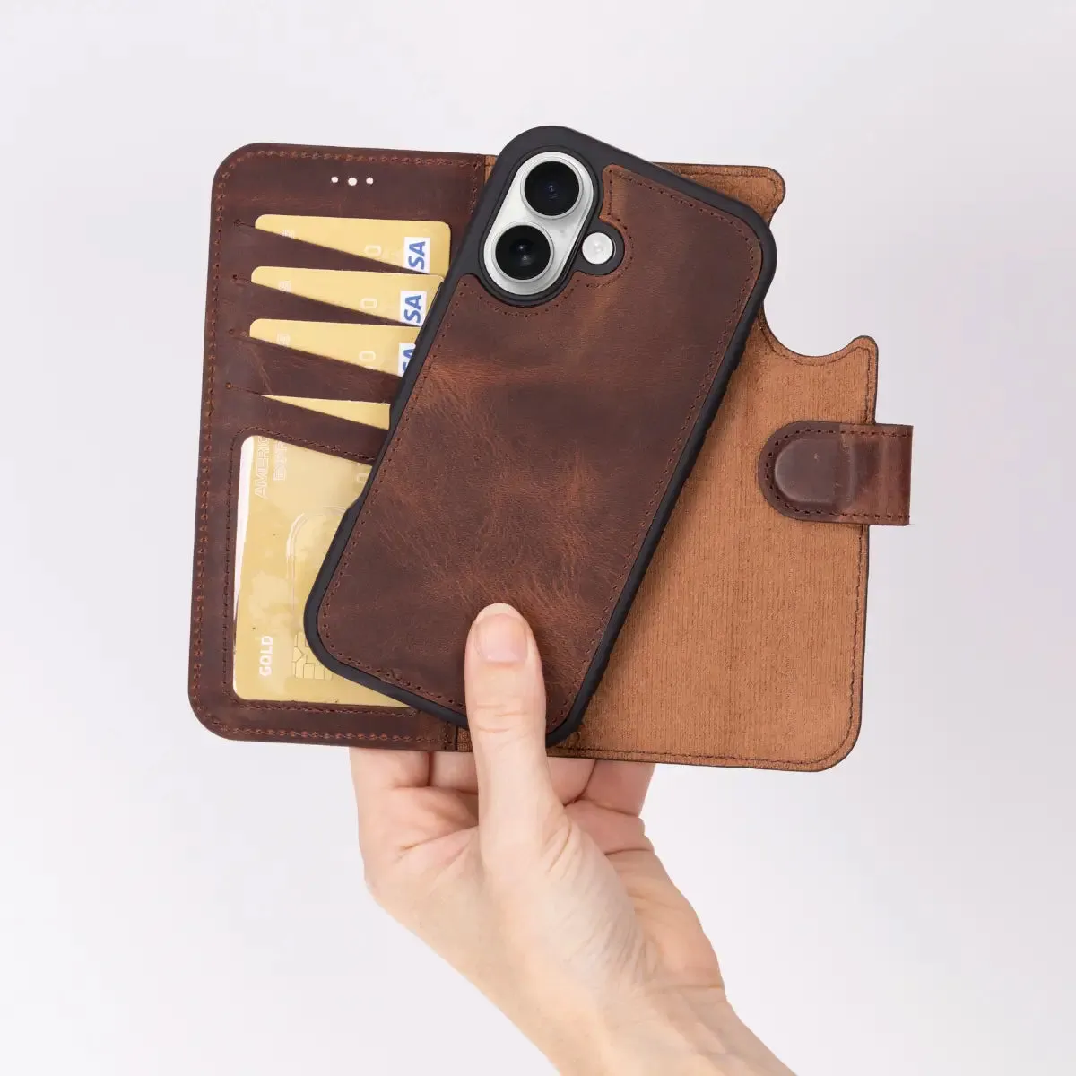 Antic Brown Leather (Regular) iPhone 16 Wallet Case