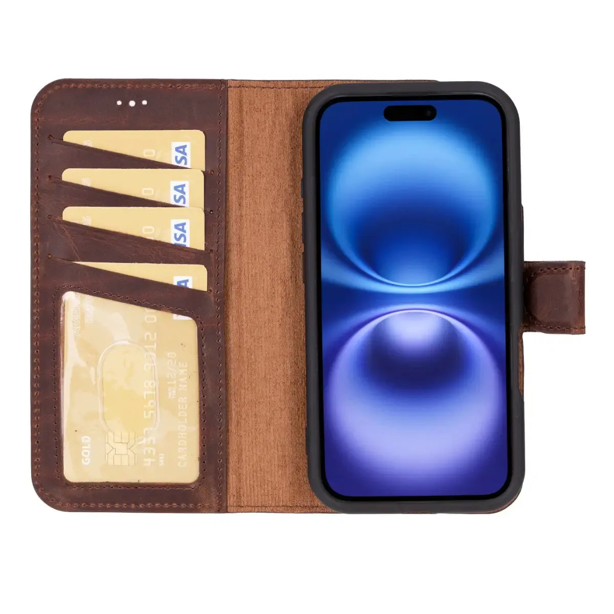 Antic Brown Leather (Regular) iPhone 16 Wallet Case