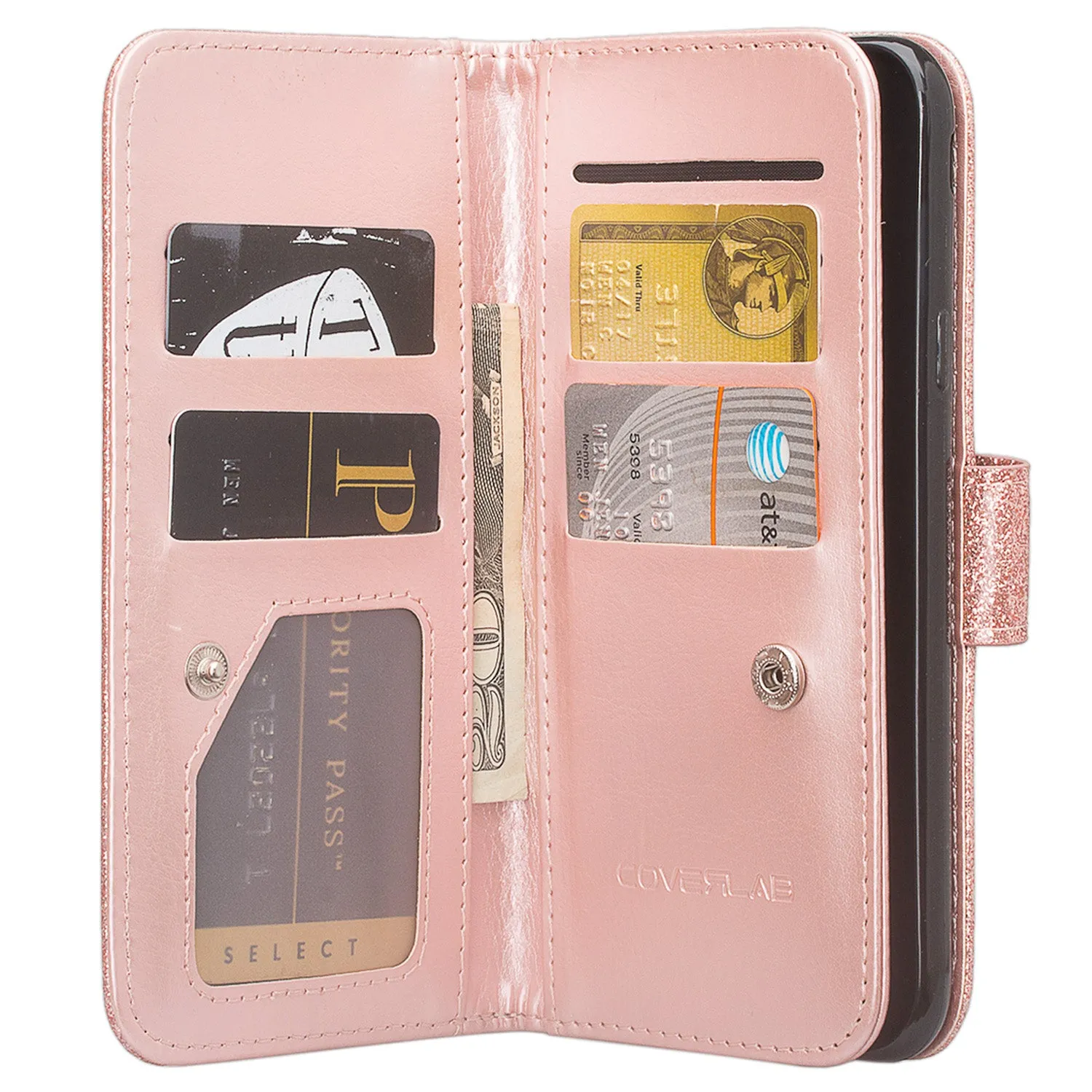 Apple iPhone XS Max Case, Apple A1921, [Wrist Strap] Glitter Faux Leather Flip [Kickstand Feature] Protective Wallet Case Clutch - Rose Gold