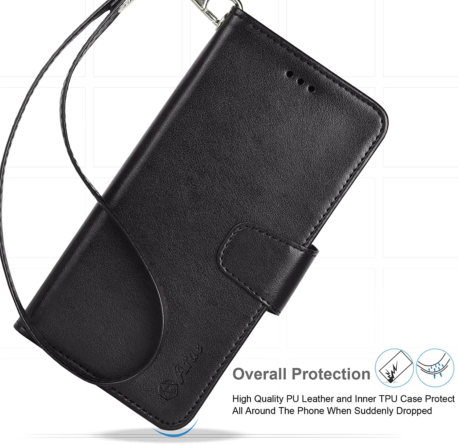 Arae Wallet Case for Samsung Galaxy S20 Ultra with Wrist Strap and Credit Card Holders [not for Plus]