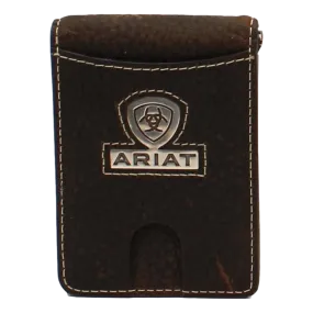 Ariat Logo Concho Rowdy Brown Money Clip Wallet