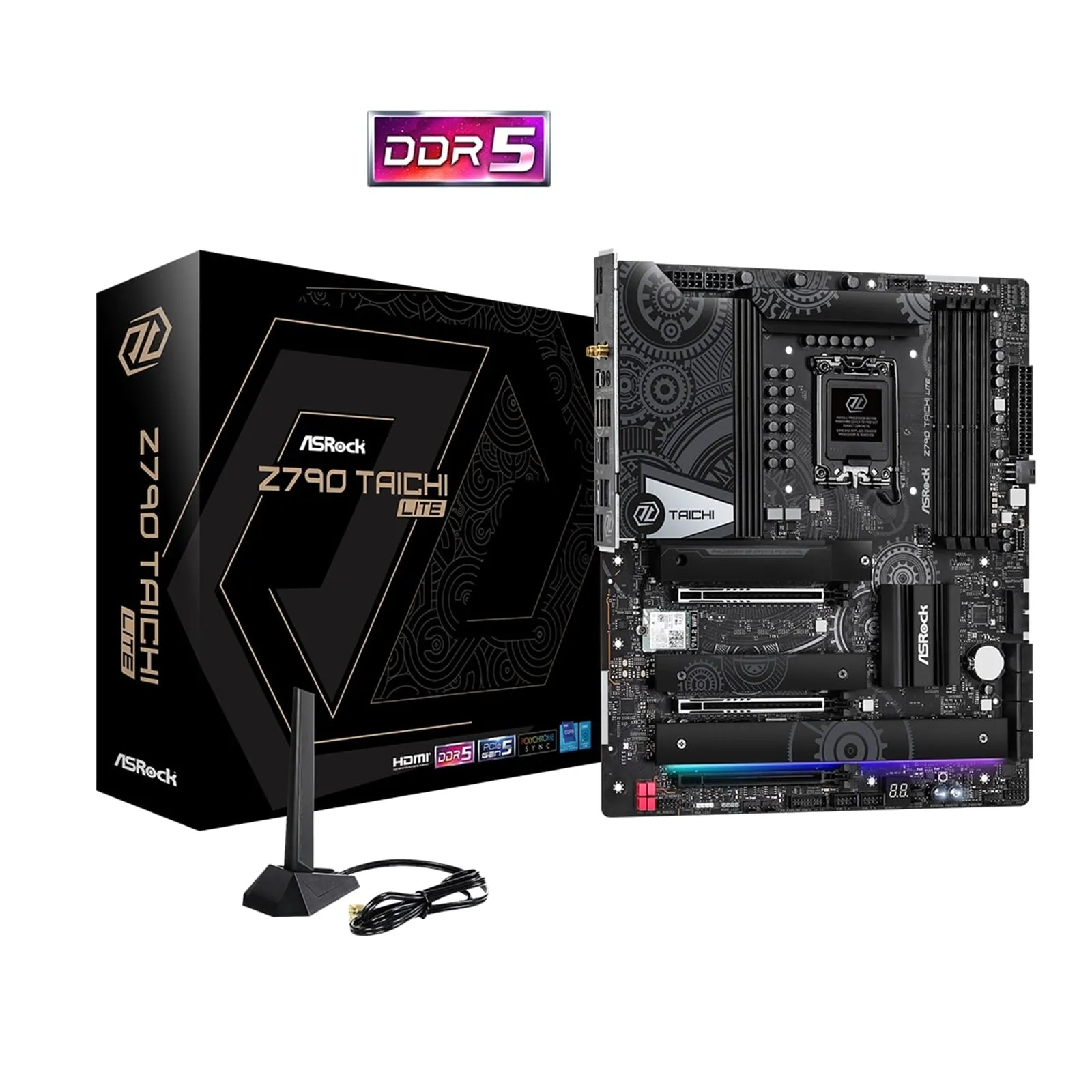 Asrock Z790 TAICHI LITE, Intel Z790, 1700, EATX, 4 DDR5, HDMI, 2 Thunderbolt, Wi-Fi 6E, 2.5G & GB LAN, PCIe5, RGB, 5x M.2