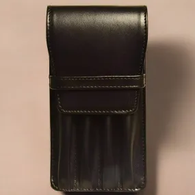 Aston Leather 4 Pen Case - Black