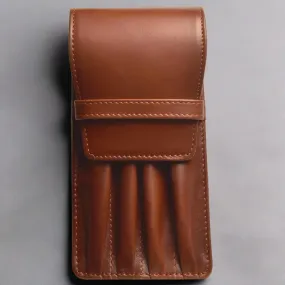 Aston Leather 4 Pen Case - Cognac