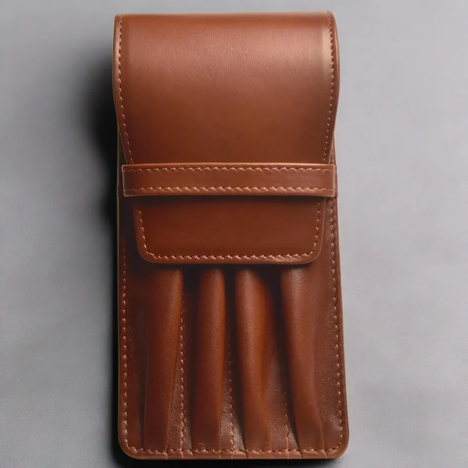 Aston Leather 4 Pen Case - Cognac