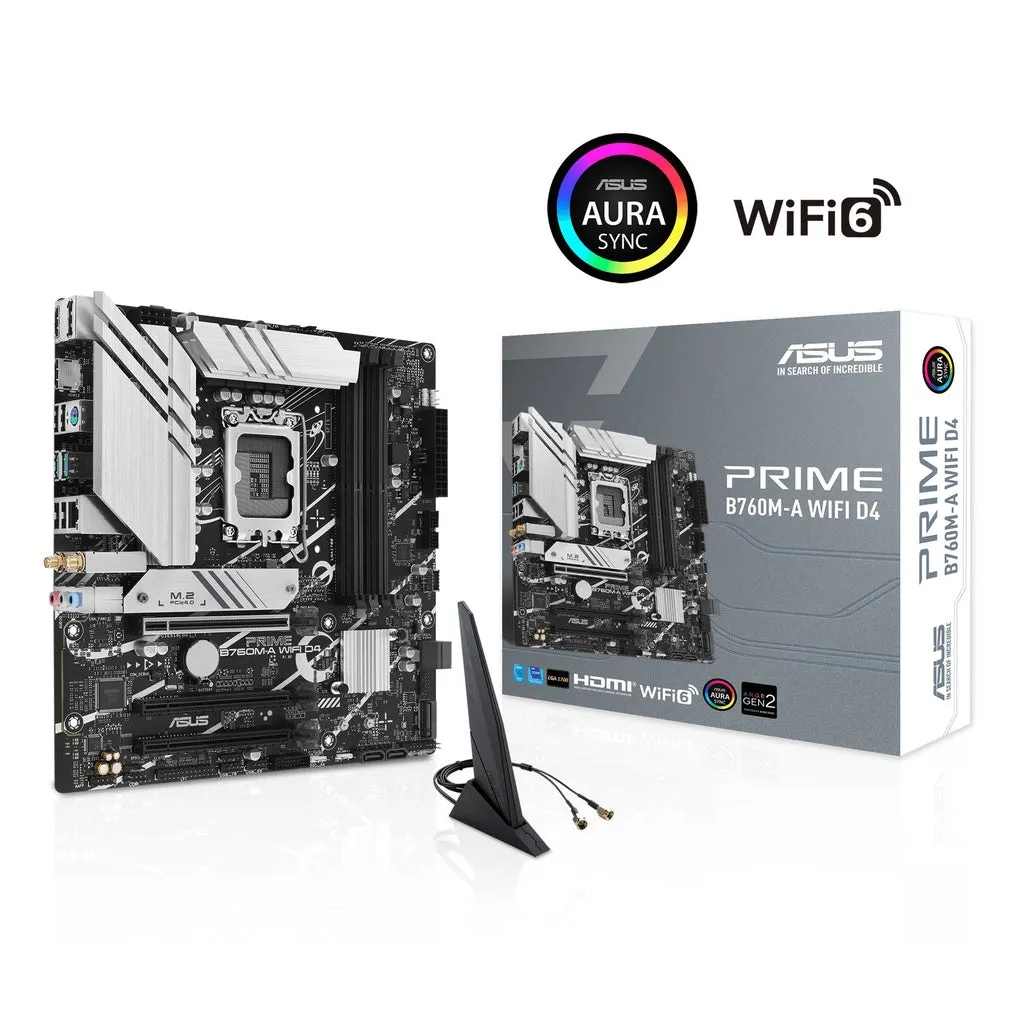 ASUS PRIME B760M-A WiFi D4 Micro ATX (mATX) Intel Motherboard | Intel LGA1700 Socket