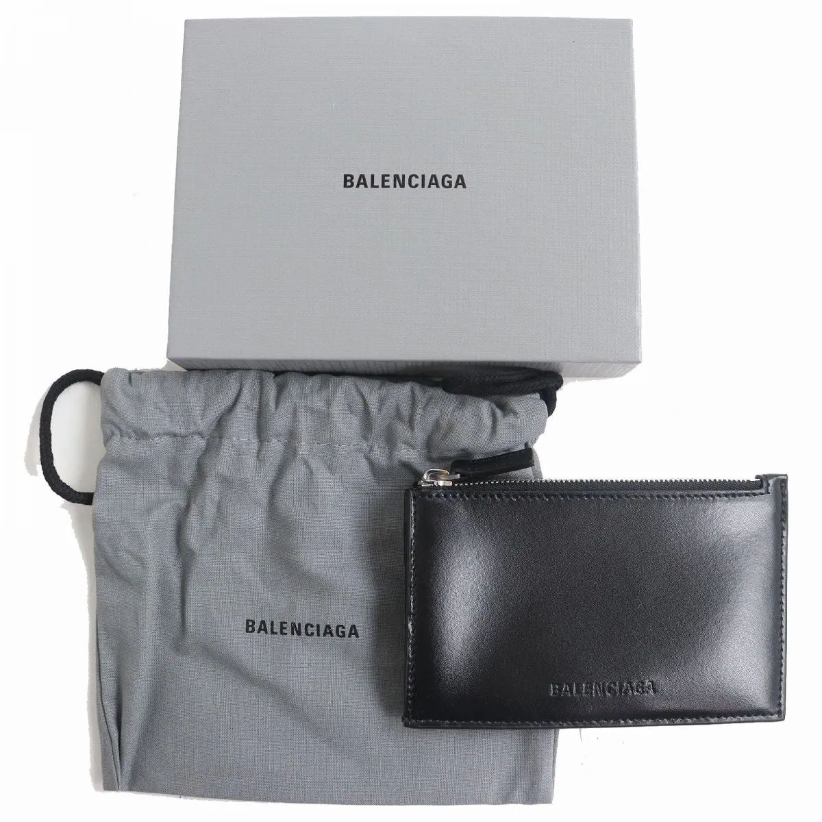 Balenciaga Leather Card Holder Case Black