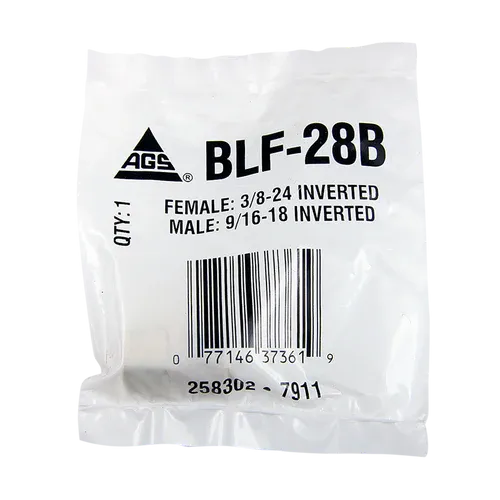 BL BLF-28B AGS Brass Adapter (Female 3/8-24 Inverted to Male 9/16-18 Inverted)