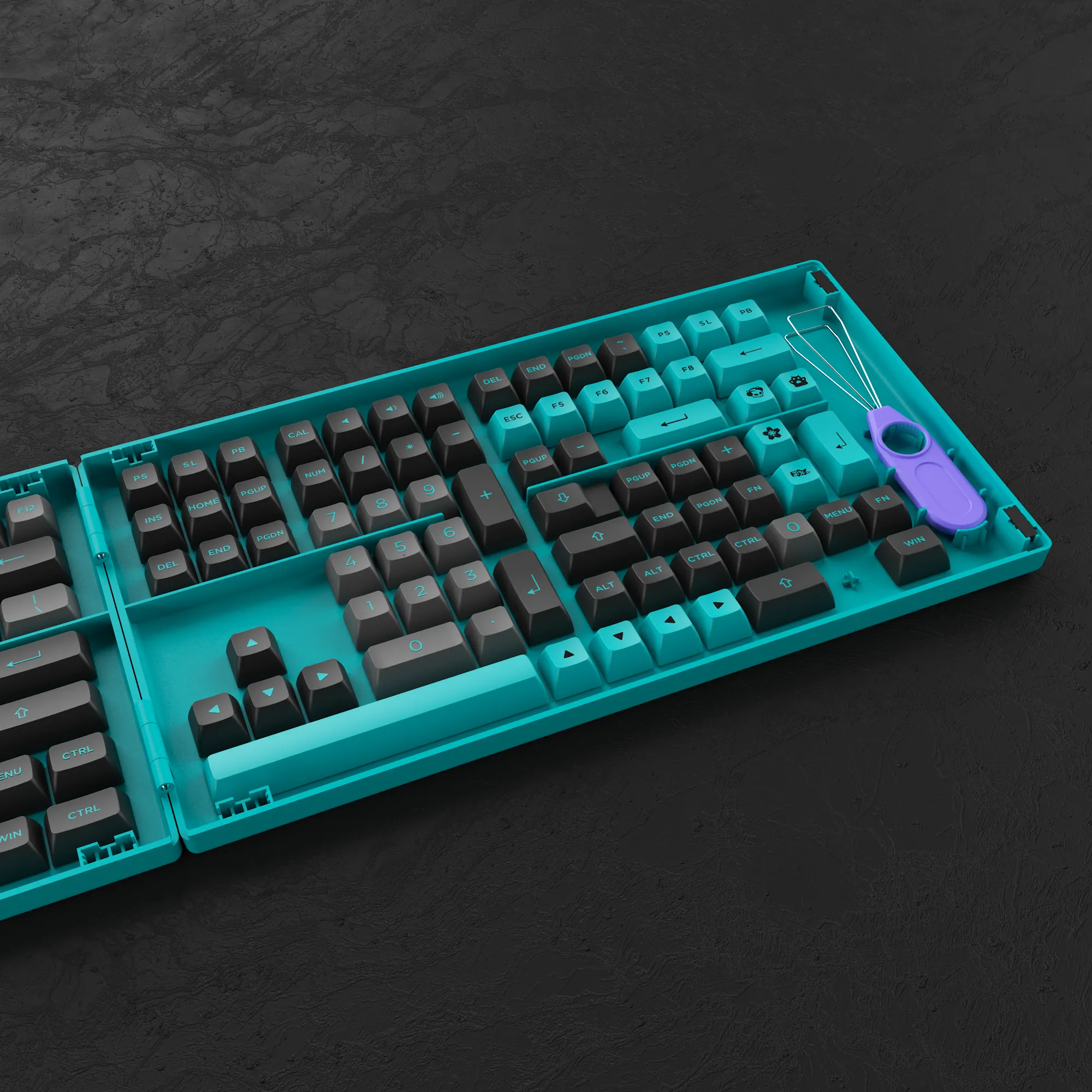 Black & Cyan Keycap Set(197-Key)