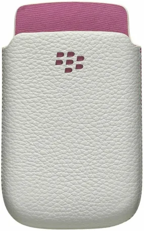 BlackBerry Torch 9800 Leather Pocket Case White with Pink ACC-32840-201