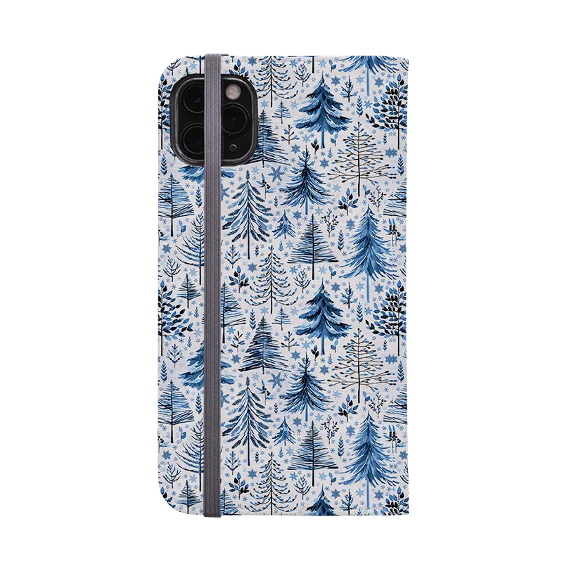 Blue Xmas Trees Wallet Case By Elisabeth Haager