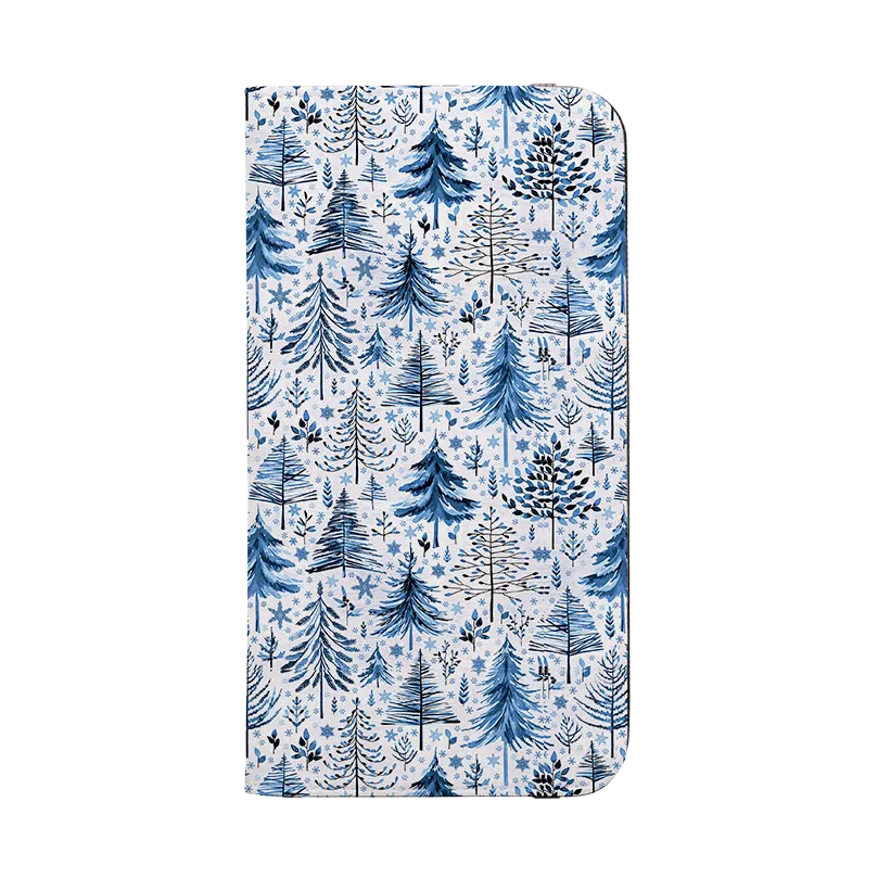 Blue Xmas Trees Wallet Case By Elisabeth Haager