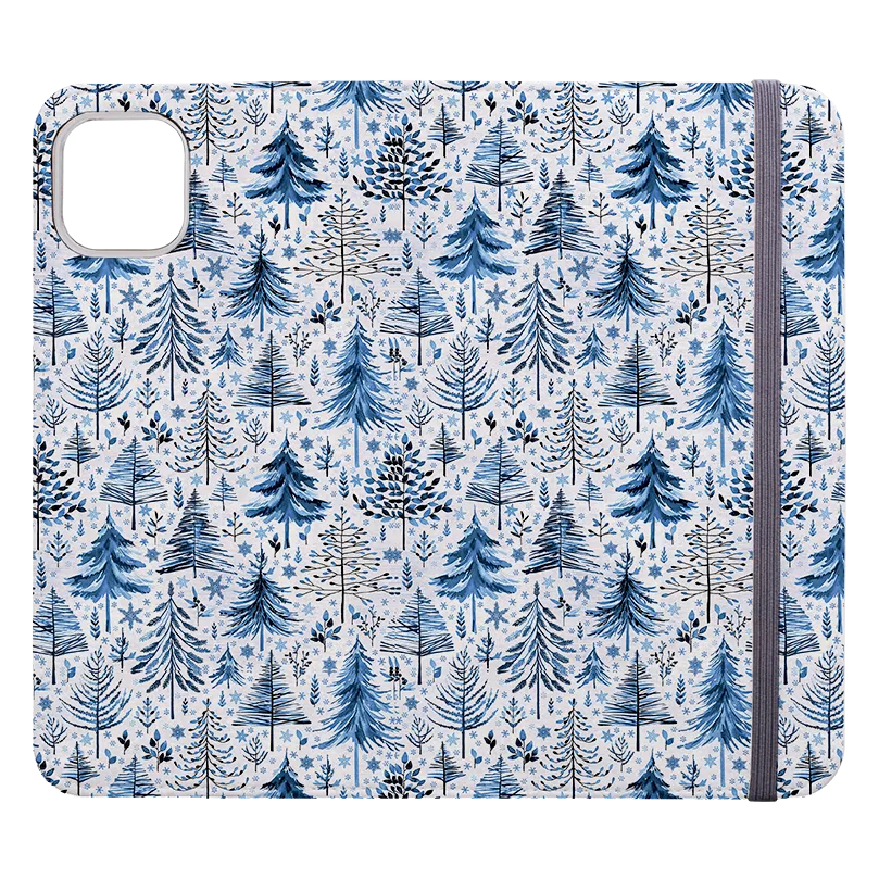 Blue Xmas Trees Wallet Case By Elisabeth Haager