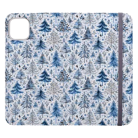 Blue Xmas Trees Wallet Case By Elisabeth Haager