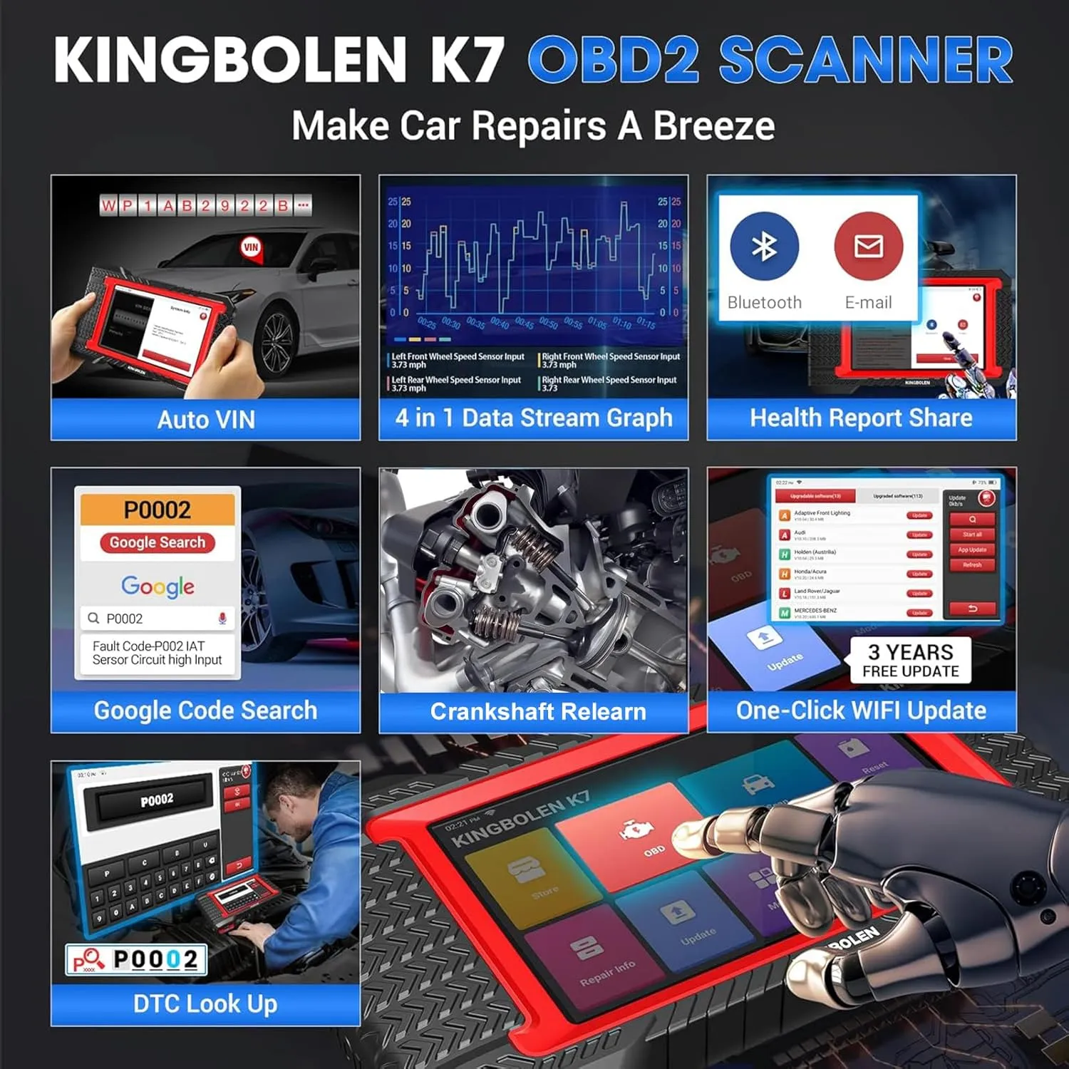 Bluetooth Scanner, Bidirectional Tool with ECU Coding, 31  Resets, FCA AutoAuth, Crankshaft Relearn & Active Test for All Systems