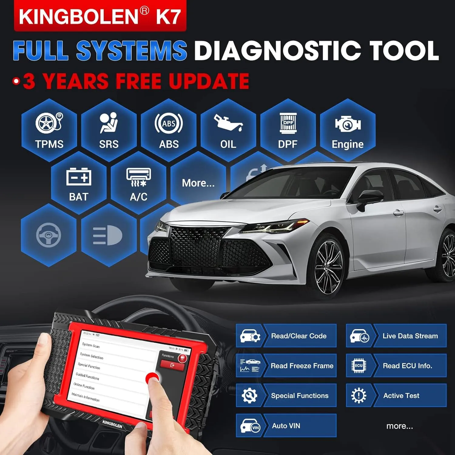 Bluetooth Scanner, Bidirectional Tool with ECU Coding, 31  Resets, FCA AutoAuth, Crankshaft Relearn & Active Test for All Systems