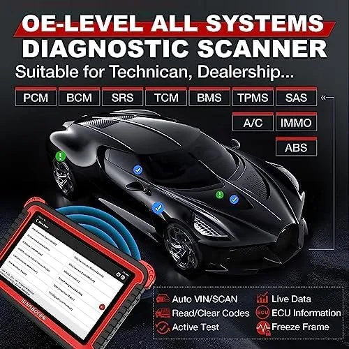 Bluetooth Scanner, Bidirectional Tool with ECU Coding, 31  Resets, FCA AutoAuth, Crankshaft Relearn & Active Test for All Systems