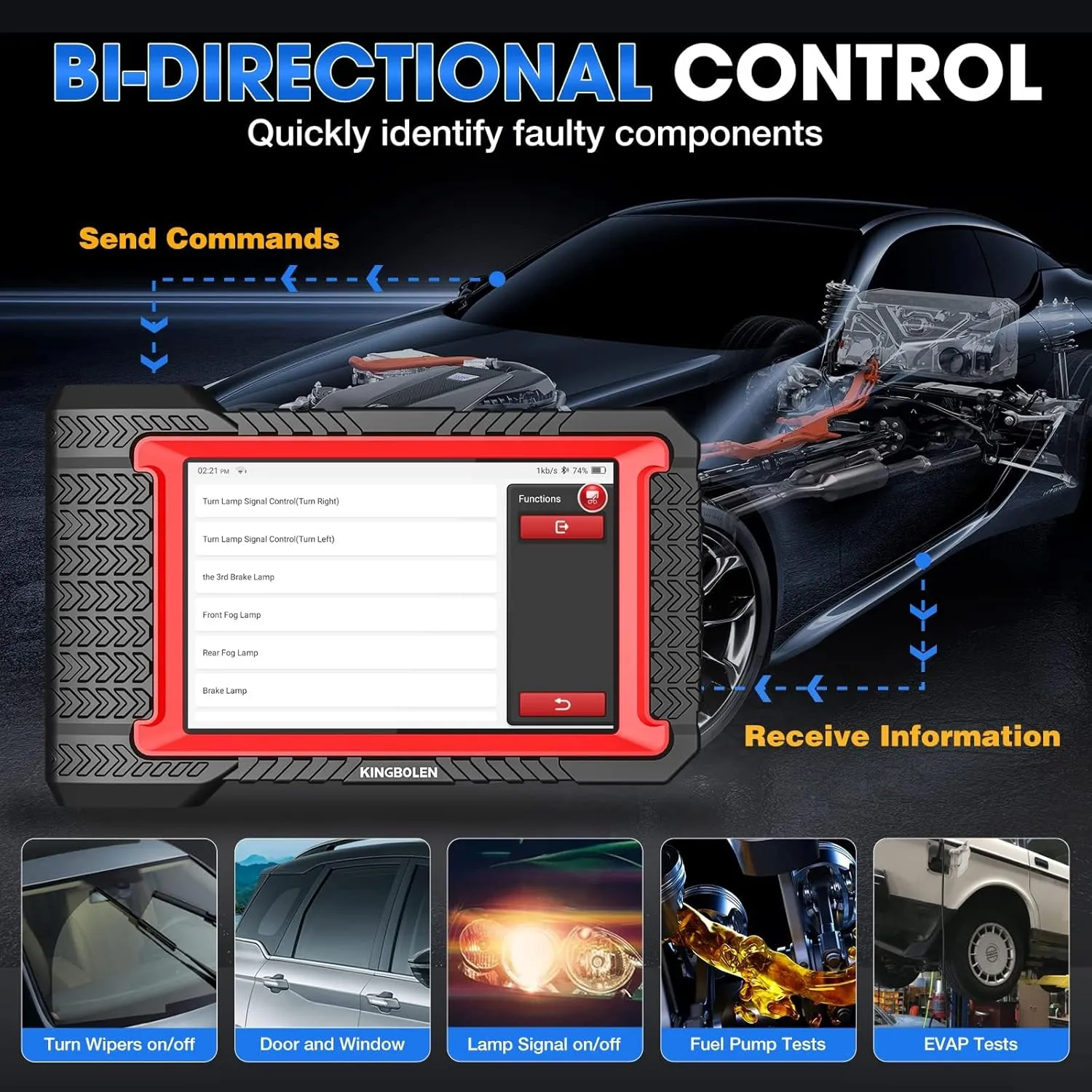 Bluetooth Scanner, Bidirectional Tool with ECU Coding, 31  Resets, FCA AutoAuth, Crankshaft Relearn & Active Test for All Systems