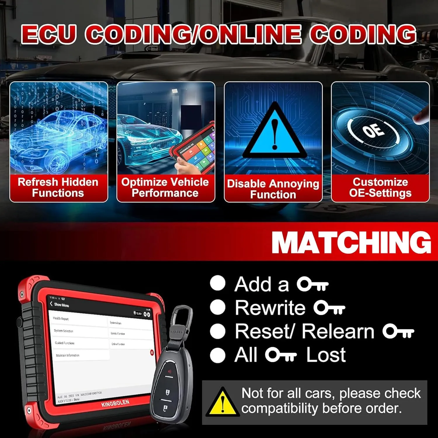 Bluetooth Scanner, Bidirectional Tool with ECU Coding, 31  Resets, FCA AutoAuth, Crankshaft Relearn & Active Test for All Systems