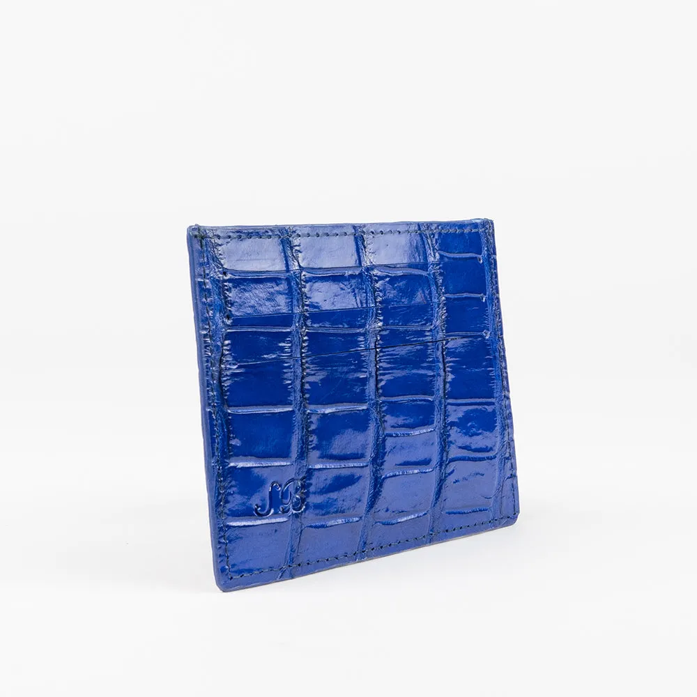 Bright Blue Genuine Crocodile Skin Credit Card Case