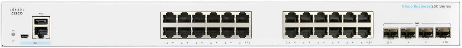 Cisco Business CBS250 24-Port Gigabit   4-Port 10G SFP  Uplink 智能交換機 (CBS250-24T-4X-UK / NE-2524T4X) 有限終生保用