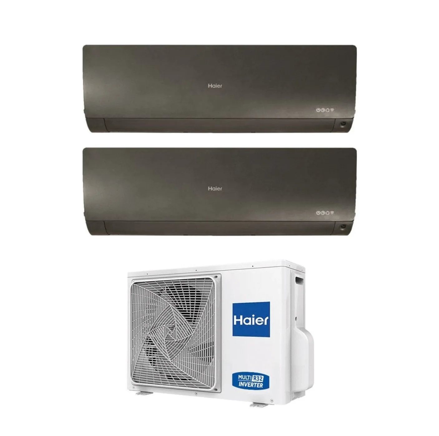 Climatizzatore Condizionatore Haier Dual Split Inverter serie FLEXIS PLUS BLACK 12 12 con 2U50S2SM1FA R-32 Wi-Fi Integrato Colore Nero 12000 12000