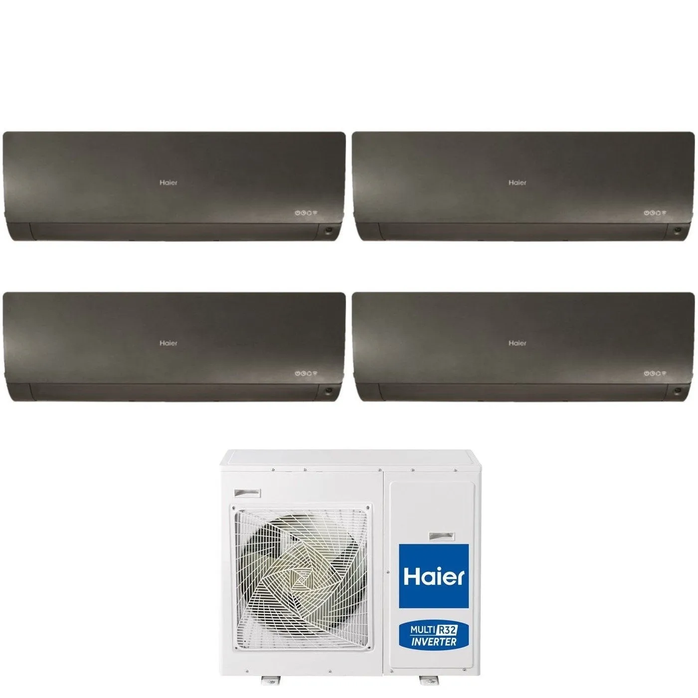 Climatizzatore Condizionatore Haier Quadri Split Inverter serie FLEXIS PLUS BLACK 7 7 12 12 con 4U85S2SR3FA R-32 Wi-Fi Integrato Colore Nero 7000 7000 12000 12000