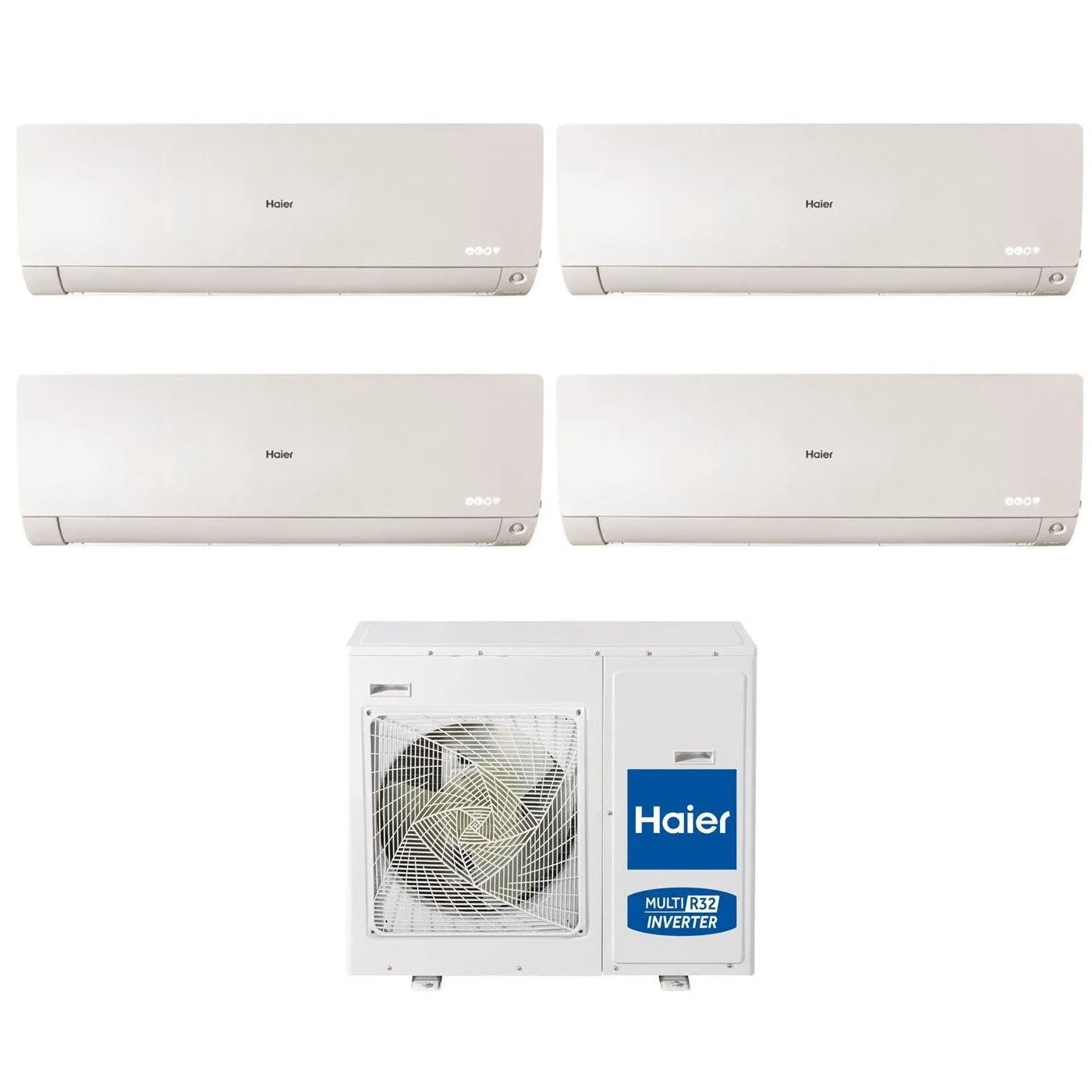 Climatizzatore Condizionatore Haier Quadri Split Inverter serie FLEXIS PLUS WHITE 7 7 12 18 con 4U75S2SR3FA R-32 Wi-Fi Integrato Colore Bianco 7000 7000 12000 18000