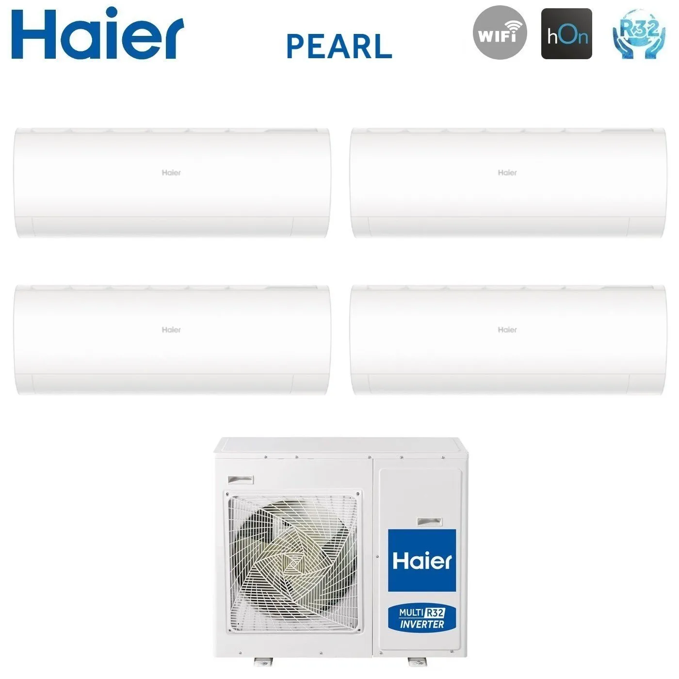 Climatizzatore Condizionatore Haier Quadri Split Inverter serie PEARL 7 7 7 9 con 4U75S2SR5FA R-32 Wi-Fi Integrato 7000 7000 7000 9000