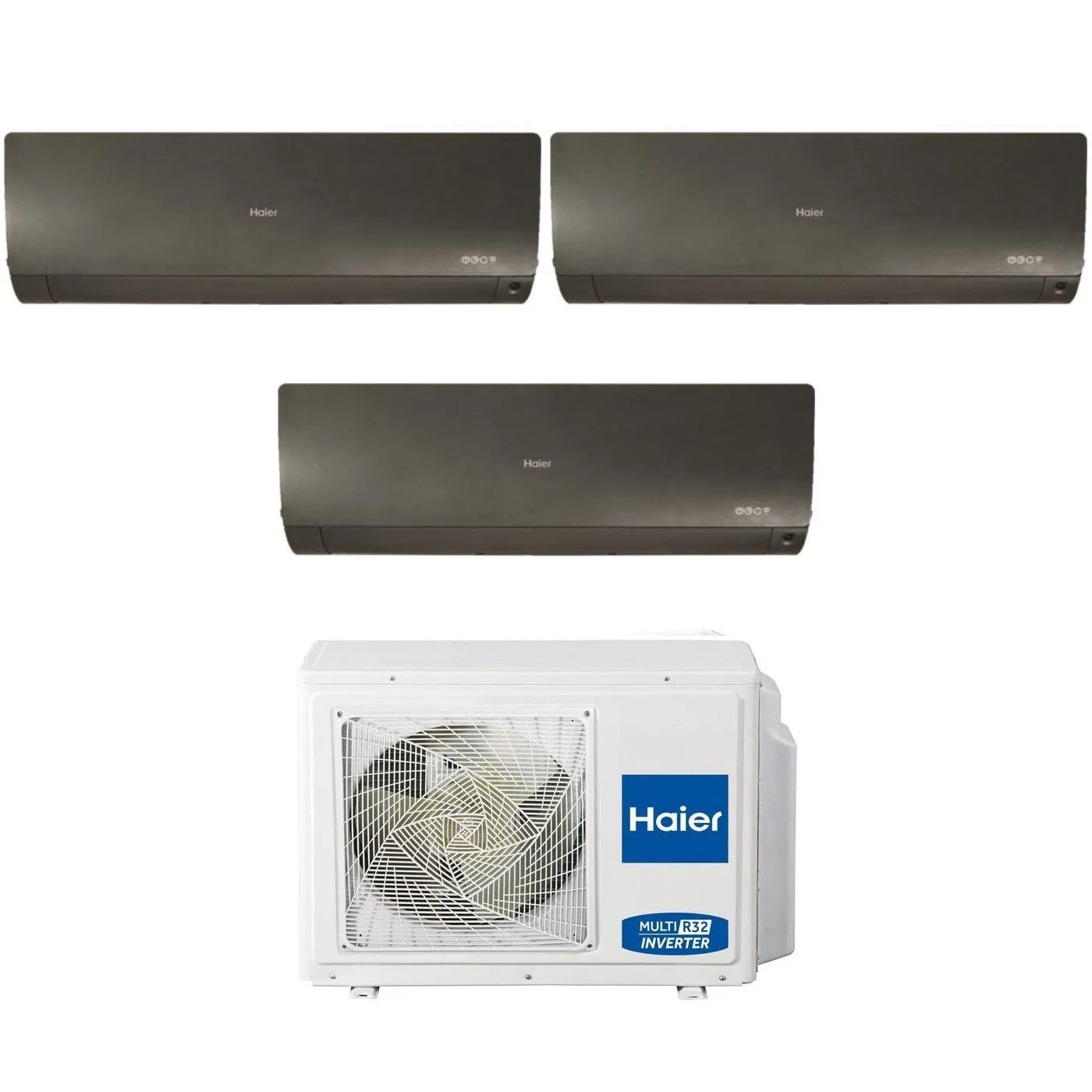 Climatizzatore Condizionatore Haier Trial Split Inverter serie FLEXIS PLUS BLACK 9 9 12 con 3U55S2SR3FA R-32 Wi-Fi Integrato Colore Nero 9000 9000 12000