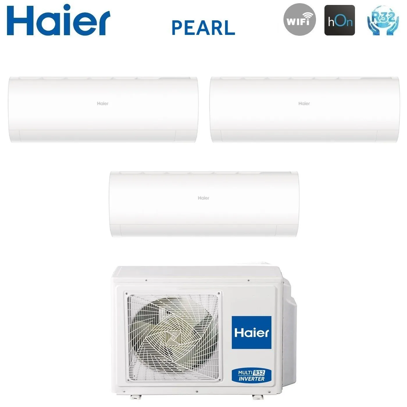 Climatizzatore Condizionatore Haier Trial Split Inverter serie PEARL 7 9 9 con 3U70S2SR5FA R-32 Wi-Fi Integrato 7000 9000 9000