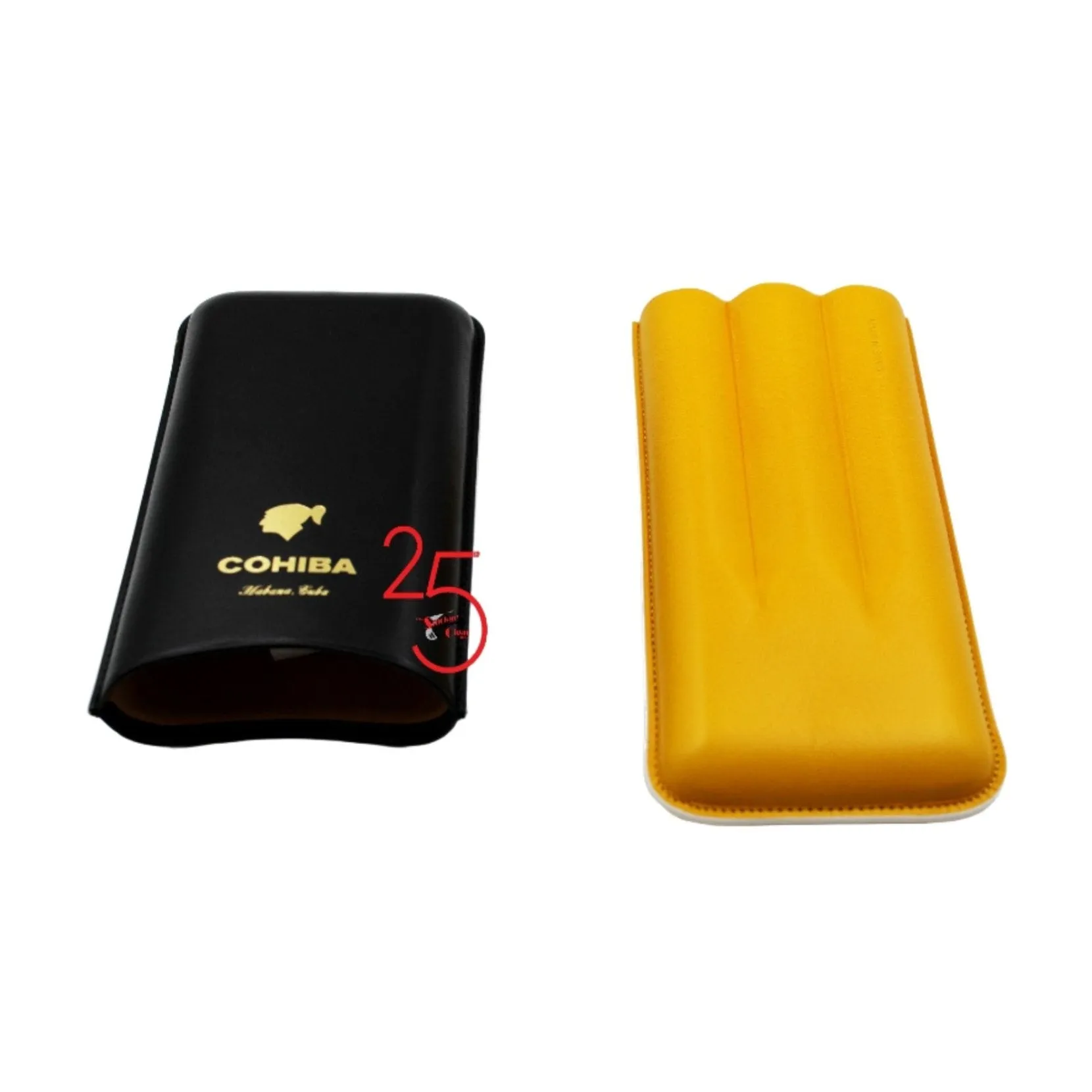 Cohiba Leather 3 Cigar Case Black/Yellow Classic