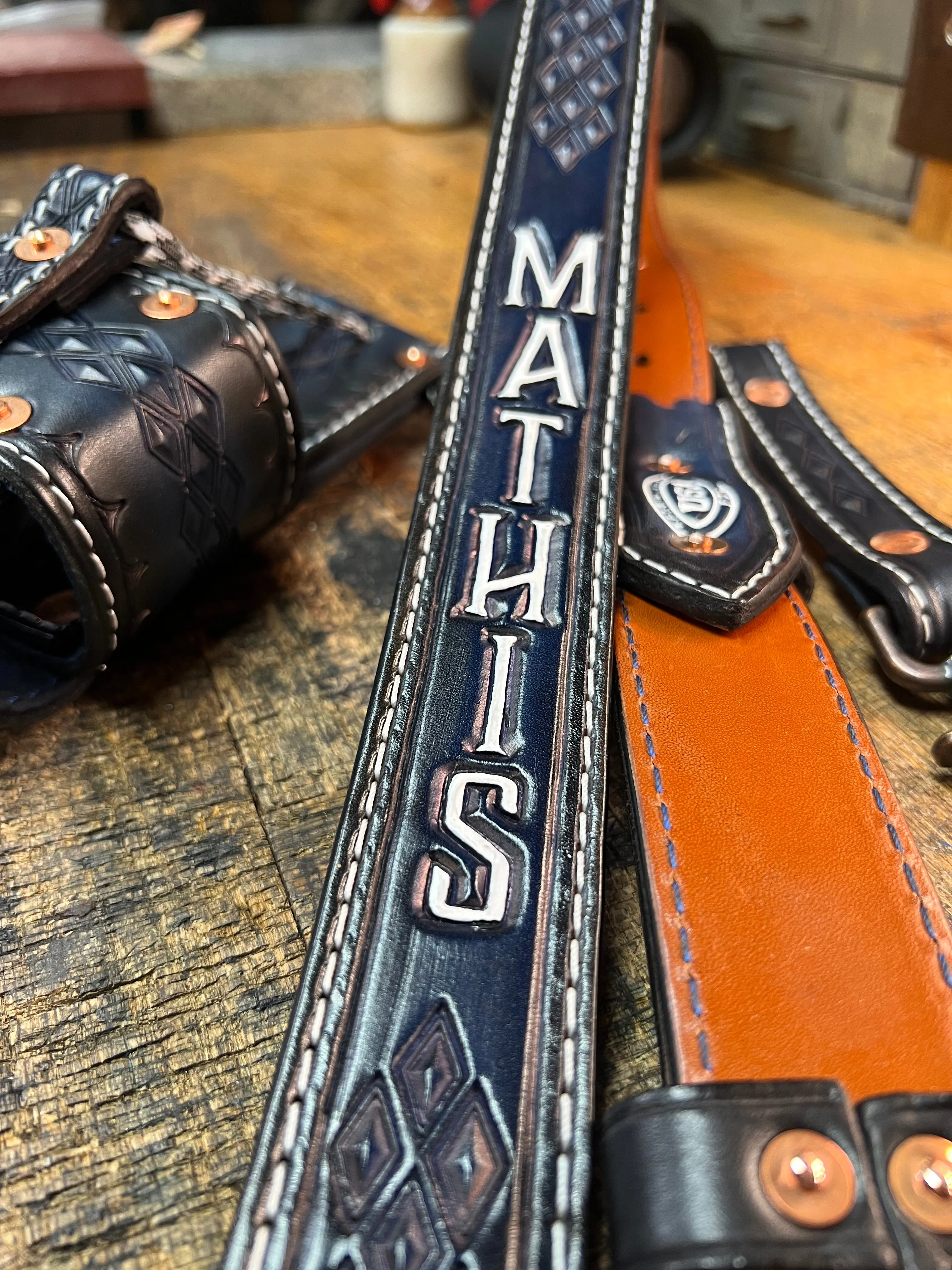 Custom Tooled Premium Radio Strap Set