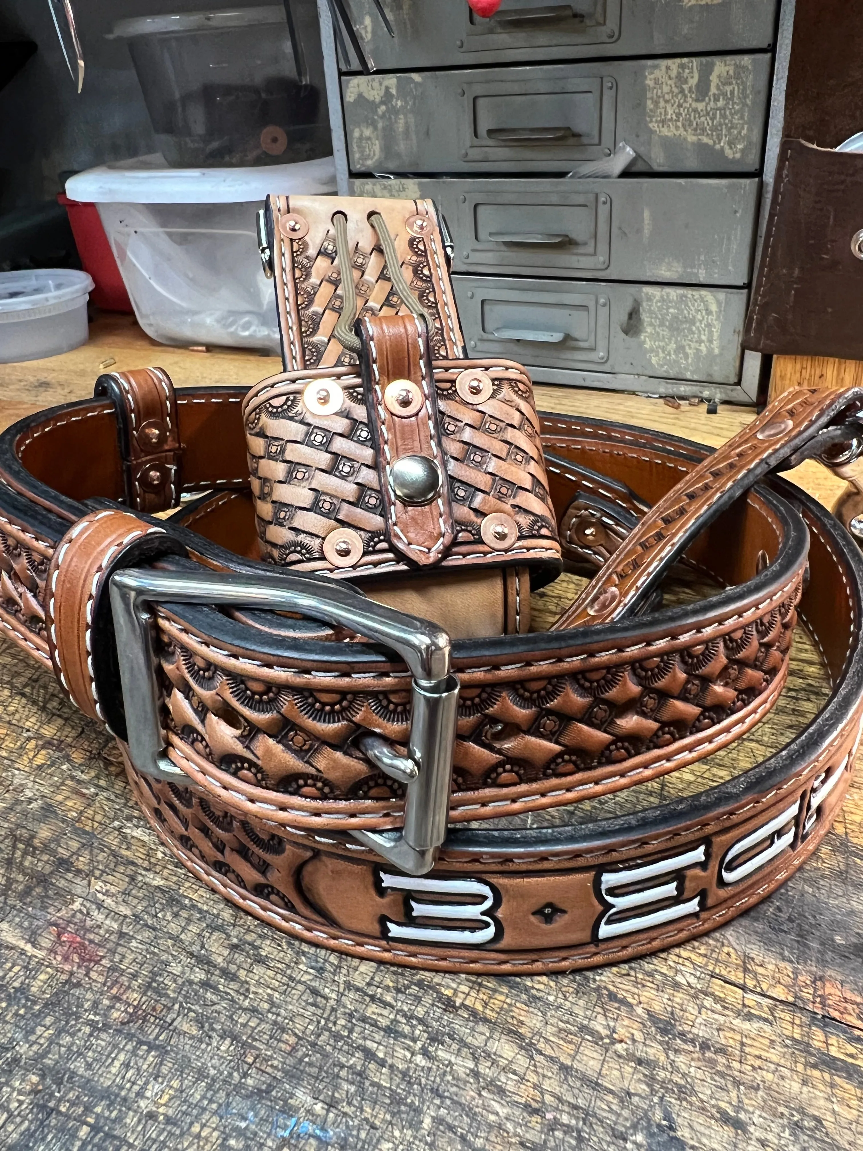 Custom Tooled Premium Radio Strap Set